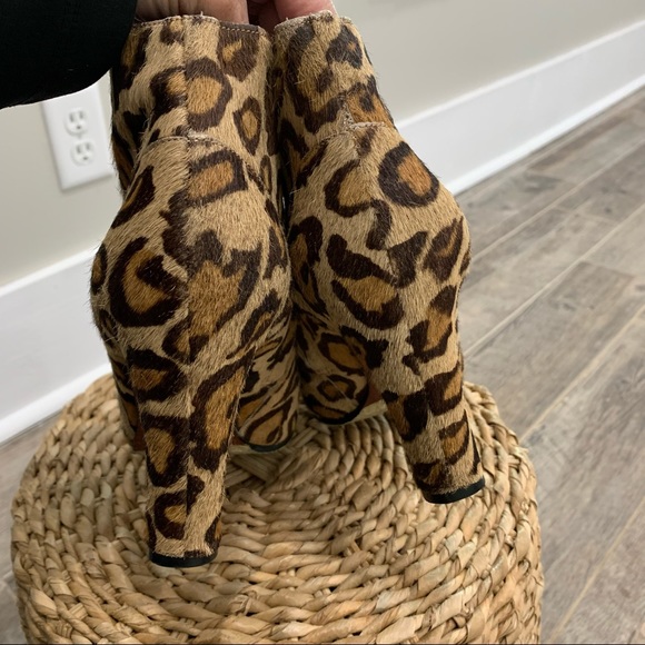 Sam Edelman  Calf Hair Leather Leopard Ankle Booties - Picture 3 of 8